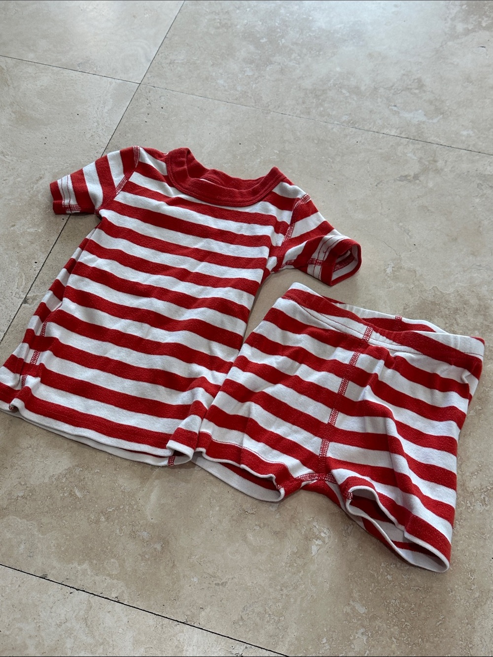 Hanna Andersson Red & White Striped Short Sleeve Pajama Set